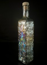 Decorative Tall Square Embossed Bottle & Wood Cork Colorful Iridescent Shine 10" Decorative Bottle price