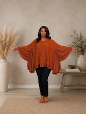 Rust Cable-Knit Draped Sleeve Sweater Poncho - NWOT Poncho price