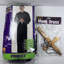 Priest Robe Adult Halloween & Monk Cross ~ One Size Up To 44 Chest Men's Costume price