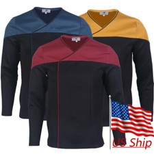 For Picard 2 Captain Uniform Starfleet Red Gold Blue Tops Male Shirts Costume Men's Costume price