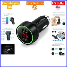 24W Dual USB Car Charger with Voltage Meter LED LCD Display Black Outlet-Display Mobile Phones price