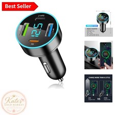 Compact Car Charger with 4 USB Ports and Digital Display for Safe Fast Charging Outlet-Display Mobile Phones price