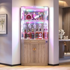 Corner Bar Cabinet with RGB Lights,Wine Cabinet Liquor Stand with Glass Holder Wine Cabinets price