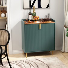 Wine Bar Cabinet with Fluted Texture Coffee Cabinet with Wine Rack&Glass Holder Wine Cabinets price