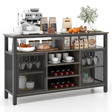 Wine Bar Cabinet 55-Inch Buffet Sideboard with 8-Bottle Wine Racks Gray Wine Cabinets price