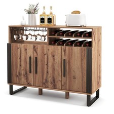 Home Wine Bar Cabinet w/ 3 Doors & Adjustable Shelves 2-tier Wine Rack Sideboard Wine Cabinets price