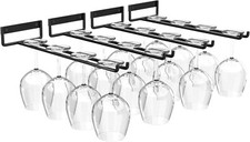 Set of 4 Stemware Wine Glass Hanging Rack, Metal Wine Glass Holder under Cabinet Wine Cabinets price