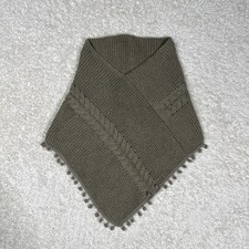 Serra Cable Knit Infinity Scarf Women's OS Neck Warmer with Pom Poms Brown Taupe Women's Neck Warmer price