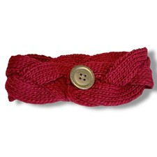 FOSSIL Knit Braided Chunky Gold Button Neck Warmer Maroon Women's Neck Warmer price