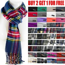 Mens Womens Winter Warm SCOTLAND Made 100% CASHMERE Scarf Scarves Plaid Wool Women's Neck Warmer price