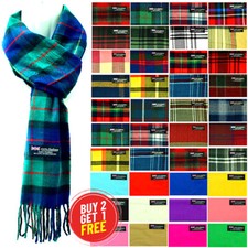 Womens Mens Winter 100% Cashmere Plaid check Scarves Wool Scarf Scotland Made Women's Neck Warmer price