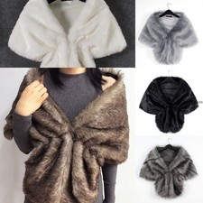 Winter Bridal Wedding Evening Cape Faux Fur Shawl Stole Warm Wrap Soft Scarf Women's Neck Warmer price