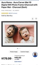 !HOT SALE!   Aura - Carver Mat 10.1" Digital Wifi Photo Frame-Ink with Paper Mat Digital Photo Frames price