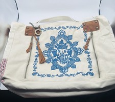 Vintage Lucky Brand Ganesha Canvas Tote Bag Boho Y2K Large Weekend Travel Women's Beach Bag price