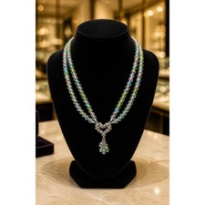 Iridescent Heart Bead Lariat Necklace Pearl Necklace price