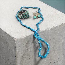 Blue Beaded Ball Chain Necklace with Charm Pendant - Stone Material Pearl Necklace price
