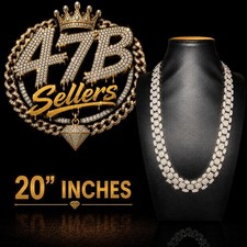 20inch Iced Out Silver Rolex style  Link Necklace W/ Square Crystal Rhinestones Pearl Necklace price
