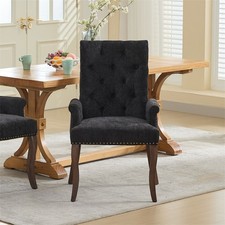 Modern Upholstered Accent Dining Chair Club Arm Chair with Solid Wood Legs,Black Cafe & Canteen Chair price