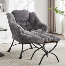 Modern Accent Chair w/ Ottoman Fabric Lounge Lazy Chair Armrest Side Pocket Cafe & Canteen Chair price