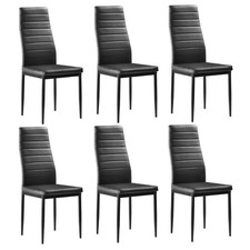 Set of 6 Dining Chair High Back Metal Frame PU Kitchen Chairs Restaurant Black Cafe & Canteen Chair price