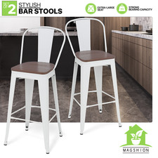 Set of Portable Bar Stools Pub Caf?? Restaurant Dining Chair w/Wooden Seat White Cafe & Canteen Chair price