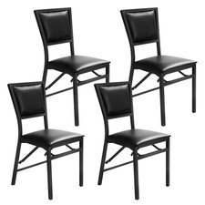 Set of 4 Folding Dining Chair Metal Frame Home Restaurant Furniture Portable Cafe & Canteen Chair price