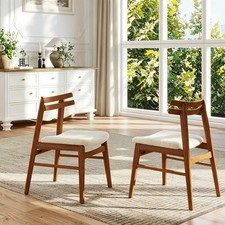 2 Pack Walnut Farmhouse Dining Chairs Double Bar Back Sherpa Side Kitchen Chairs Cafe & Canteen Chair price