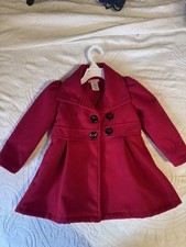Winter Collection Girls Red Peacoat Coat 4T Fleece Lined Pockets Button Girls' Overcoat price