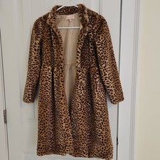 Biscotti Girls Faux Fur Leopard Print Overcoat Long Sleeve Button Lined Size 12 Girls' Overcoat price