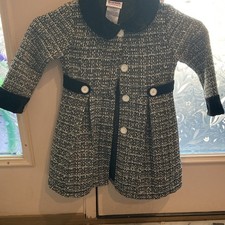 Blueberi Boulevard Girls Black/White Tweed Peacoat Button Mid-Length Sz 3T Girls' Overcoat price