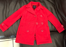 Unik Girls Red Peacoat Coat Wool Blend Button Front Pockets Size 4 Girls' Overcoat price