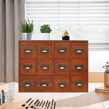 12 Drawers Vintage Tabletop Library Card Catalog Cabinet Storage Box Library Cabinet price