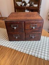 Antique Tiger Oak 4-Drawer 3" x 5" Card Catalog Library File Cabinet Library Cabinet price