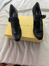 Max Studio Black Leather Heels 7.5M Platform Quiet Luxury Style Platform Shoes price