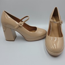 Lisa Vicky Bobble Platform Mary Jane Pumps PU Patent Leather Block Heel Shoe 9M Platform Shoes price