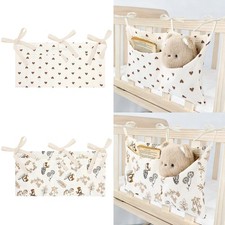 2 Pcs Cotton Pram Stroller Caddy Baby Crib Organizer Ivory Floral Set Stroller-Pram Organizer price