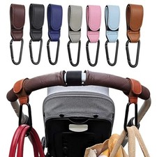 2Pcs Leather Cart Hooks Stroller Pram Organizer Diaper Bag Hanger Stroller-Pram Organizer price