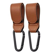 2Pcs PU Leather Baby Stroller Hooks - 360° Rotatable Pram Organizer Stroller-Pram Organizer price