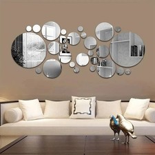26 PCs 3D Acrylic Mirror Wall Sticker Round DIY Wall Decal For Living Room Decor Sticker Mirror price
