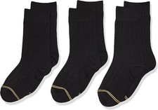 GOLD TOE Boys' Wide Rib Dress Crew Socks, 3-Pairs, Black Boys' Socks Set price
