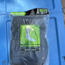 Boys Sport Crew Socks, Black, Size 9-11, 20 Pairs Pack I got 6 packages Boys' Socks Set price