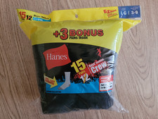 💥 Boy's L Black Hanes 15 Pack Cushion Crew Socks New NIP Large 3-9 Value Set Boys' Socks Set price