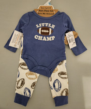 Baby Essentials Boys 6M 4pc Football Pants Set Bodysuit Hat Socks Blue/White Boys' Socks Set price