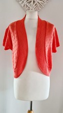 Ladies Simply Be Coral Open Knit Cotton Blend Bolero Cardigan Size 16-18 VGC Bolero price
