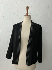 BIRCH NY Shrug Bolero Open Cardigan SizeS Black Knit Rhinestone Trim Elegant EUC Bolero price