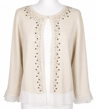 Jonathan Martin Cream Silk Beaded Bolero Cardigan 14 Cover Up Evening Occasion Bolero price