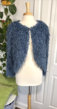 Julian Chang Blue Eyelash Knit Shrug Bolero Cardigan L Y2K Made USA Bolero price