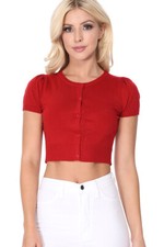 YEMAK Women's Cropped Bolero Short Sleeve Button-Down Cardigan Sweater CB0536 Bolero price