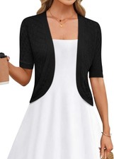 Womens Cropped Cardigan Short Sleeve Bolero Shrug Lightweight Open Front Sweater Bolero price