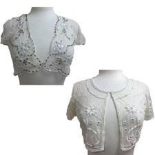 Betsey Johnson Shrug Bolero Dressy Women's Sequin Beaded, Cap Sleeve Sheer Bolero price